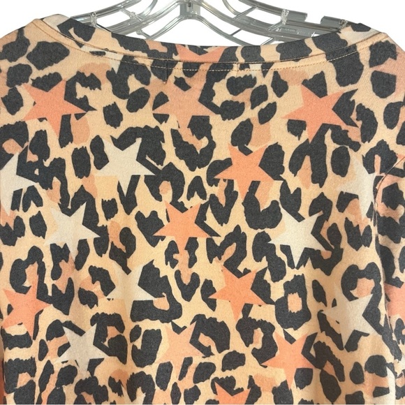 Wildfox Animal Print & Stars Pullover Coral/Charcoal Cozy Sweatshirt Sz S - Picture 9 of 10